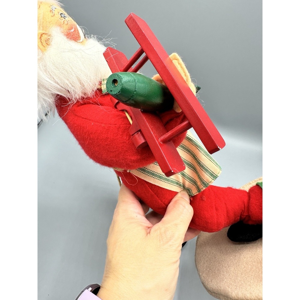 Vintage 1996 Annalee Doll Santa Claus Painting Toy Boat Apron, 12" With Tags - Picture 6 of 11